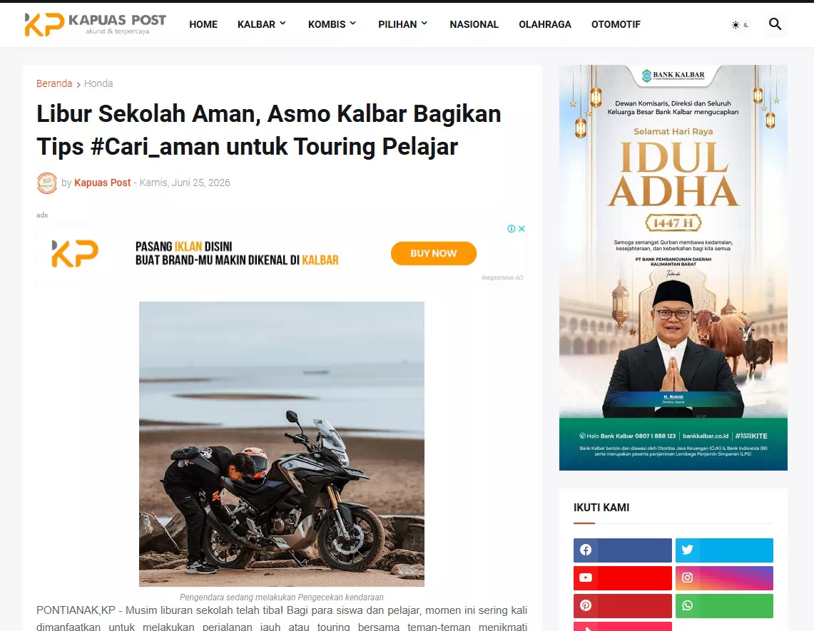 Libur Sekolah Aman, Asmo Kalbar Bagikan Tips #Cari_aman untuk Touring Pelajar