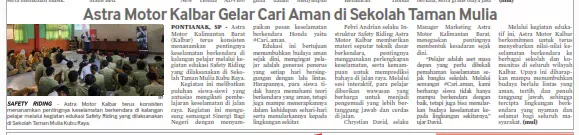 Astra Motor Kalbar Gelar Cari Aman di Sekolah Taman Mulia