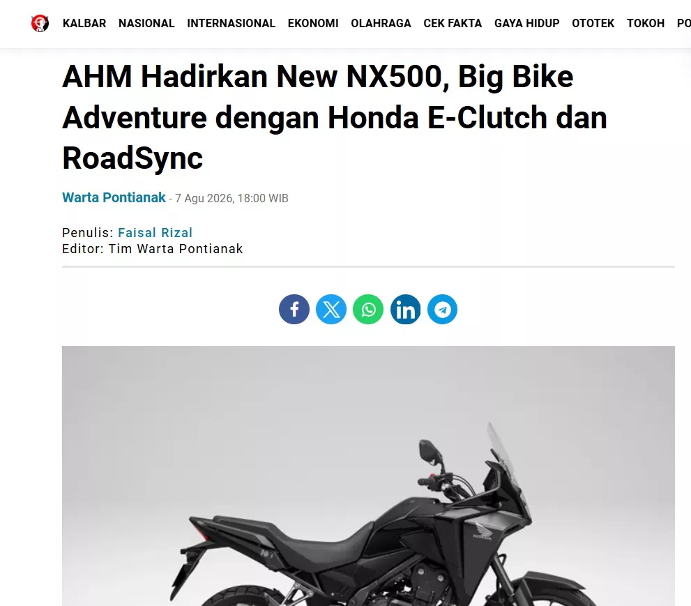 AHM Hadirkan New NX500, Big Bike Adventure dengan Honda E-Clutch dan RoadSync