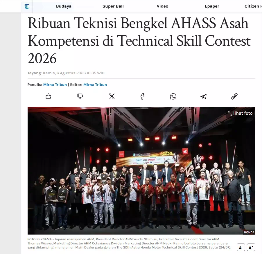 Ribuan Teknisi Bengkel AHASS Asah Kompetensi di Technical Skill Contest 2026