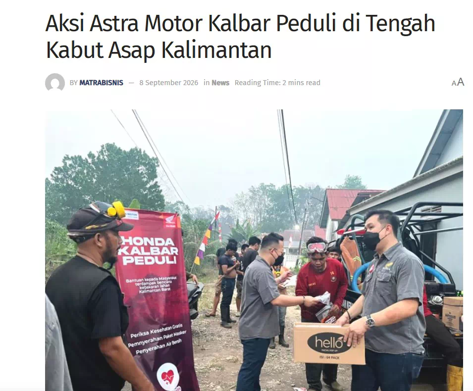 Aksi Astra Motor Kalbar Peduli di Tengah Kabut Asap Kalimantan