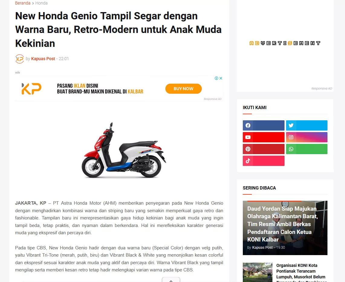 New Honda Genio Tampil Segar dengan Warna Baru, Retro-Modern untuk Anak Muda Kekinian