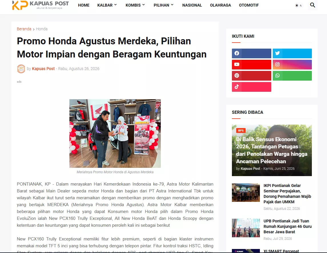 Promo Honda Agustus Merdeka, Pilihan Motor Impian dengan Beragam Keuntungan
