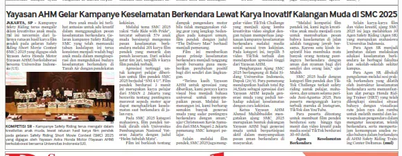 Yayasan AHM Gelar Kampanye Keselamatan Berkendara Lewat Karya Inovatif Kalangan Muda di SMC 2025