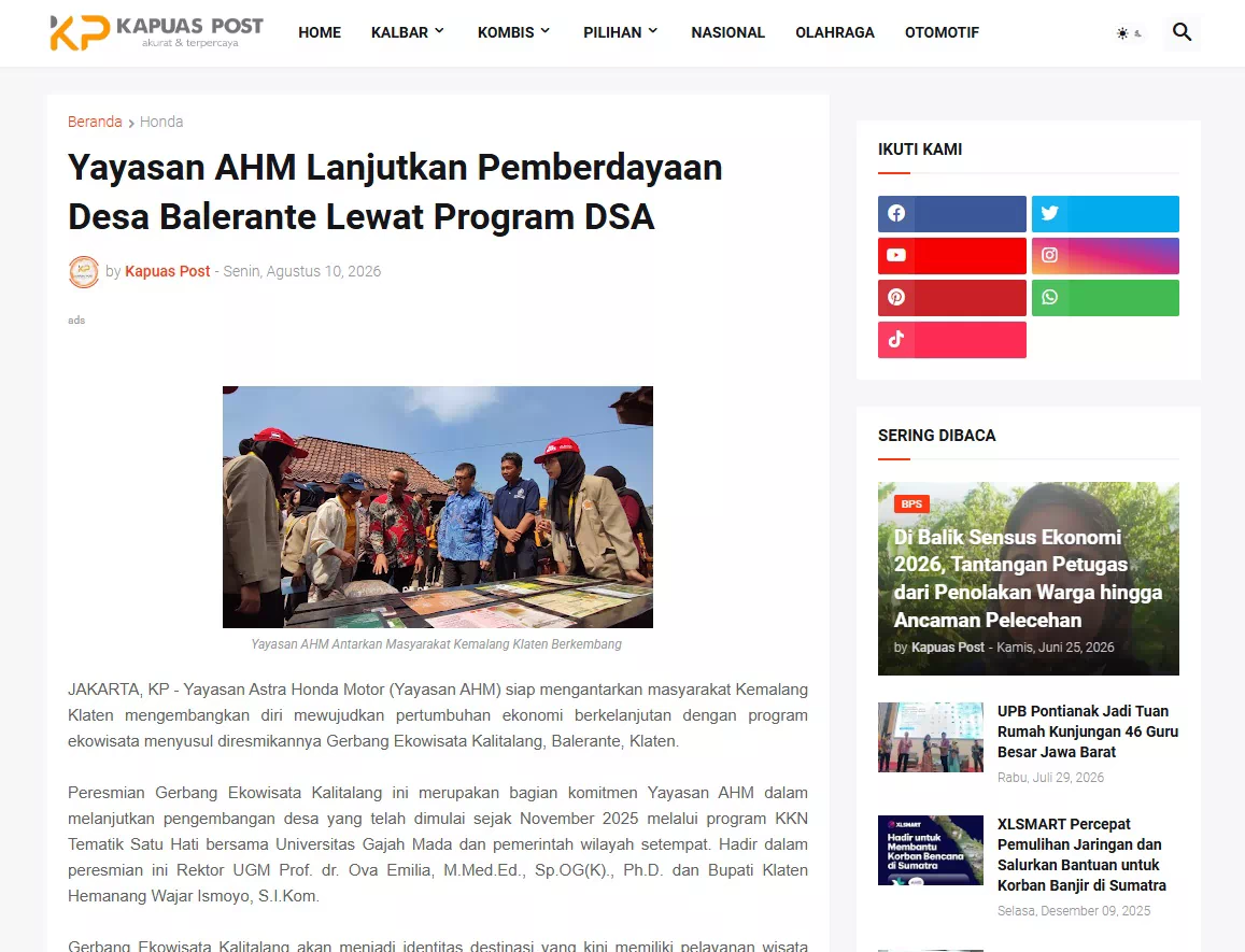 Yayasan AHM Lanjutkan Pemberdayaan Desa Balerante Lewat Program DSA
