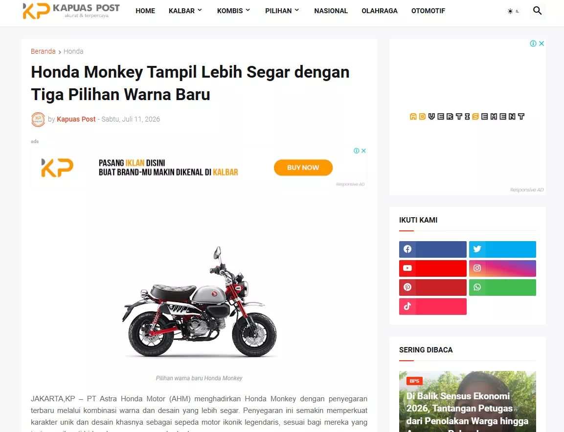Honda Monkey Tampil Lebih Segar dengan Tiga Pilihan Warna Baru