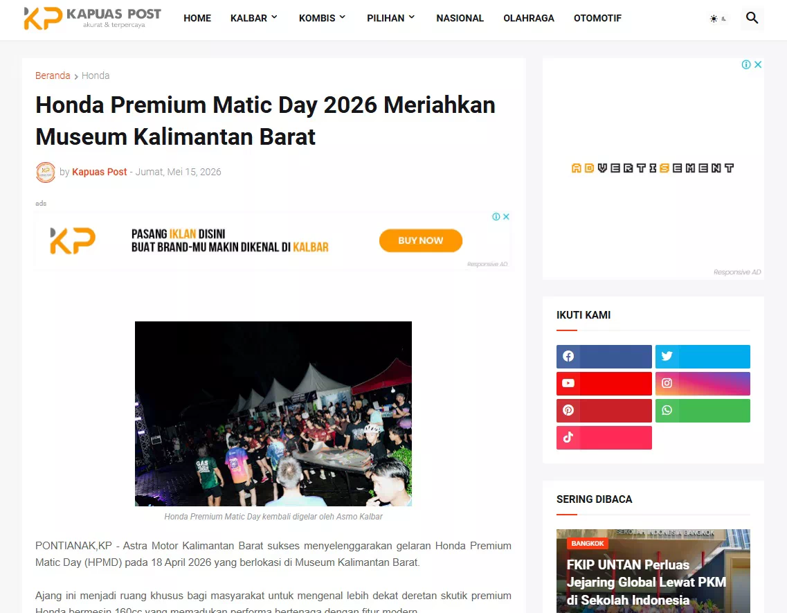 Honda Premium Matic Day 2026 Meriahkan Museum Kalimantan Barat