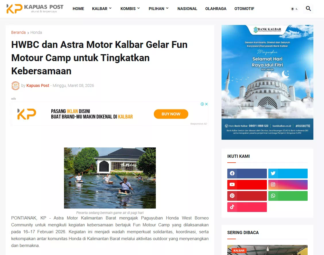 HWBC dan Astra Motor Kalbar Gelar Fun Motour Camp untuk Tingkatkan Kebersamaan