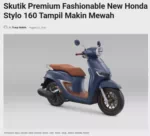Skutik Premium Fashionable New Honda Stylo 160 Tampil Makin Mewah