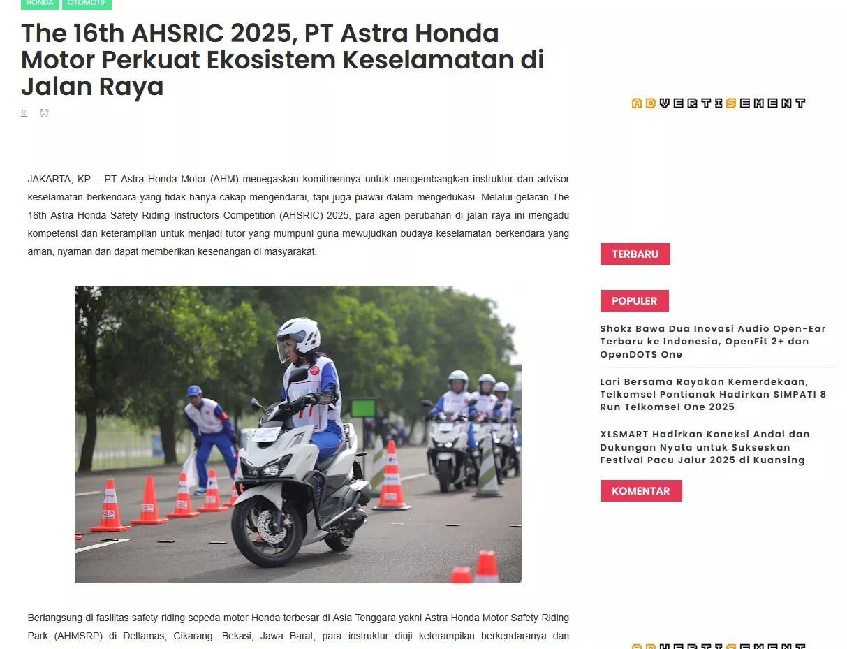The 16th AHSRIC 2025, PT Astra Honda Motor Perkuat Ekosistem Keselamatan di Jalan Raya