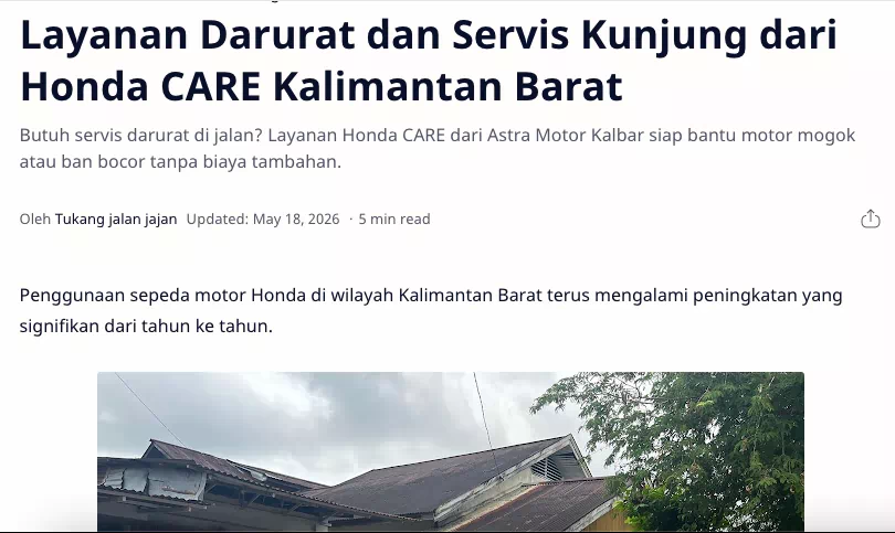 Layanan Darurat dan Servis Kunjung dari Honda CARE Kalimantan Barat