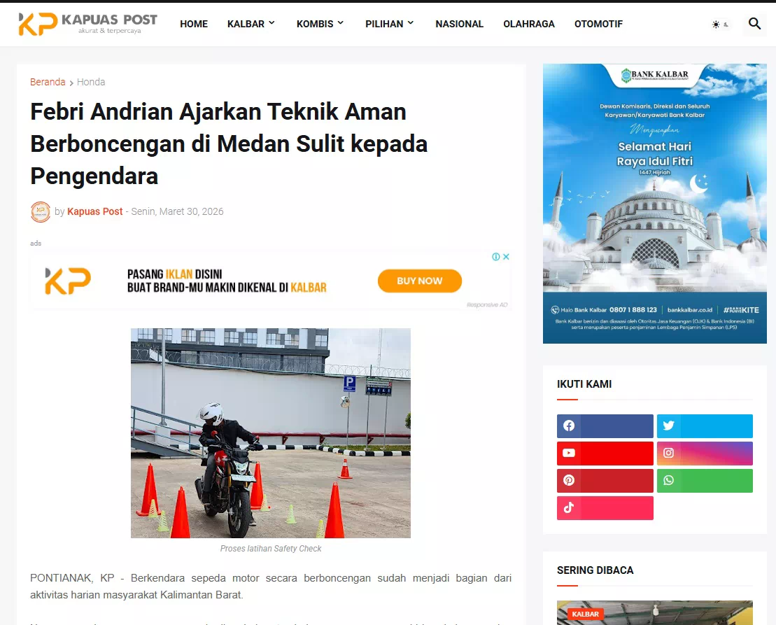 Febri Andrian Ajarkan Teknik Aman Berboncengan di Medan Sulit kepada Pengendara