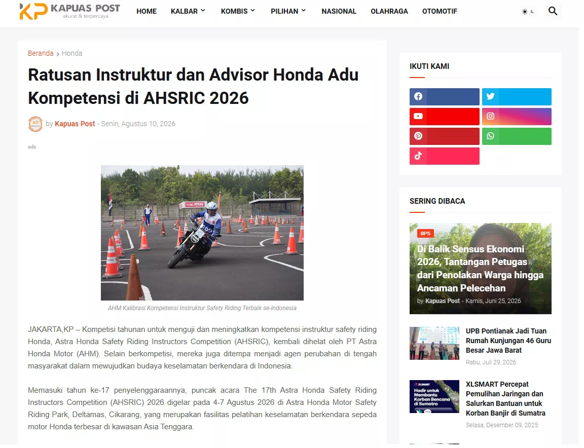Ratusan Instruktur dan Advisor Honda Adu Kompetensi di AHSRIC 2026