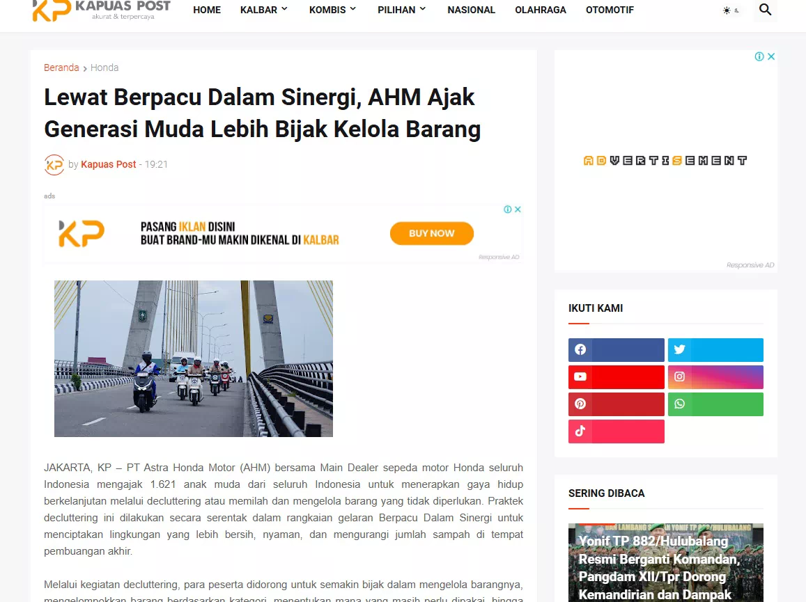 Lewat Berpacu Dalam Sinergi, AHM Ajak Generasi Muda Lebih Bijak Kelola Barang