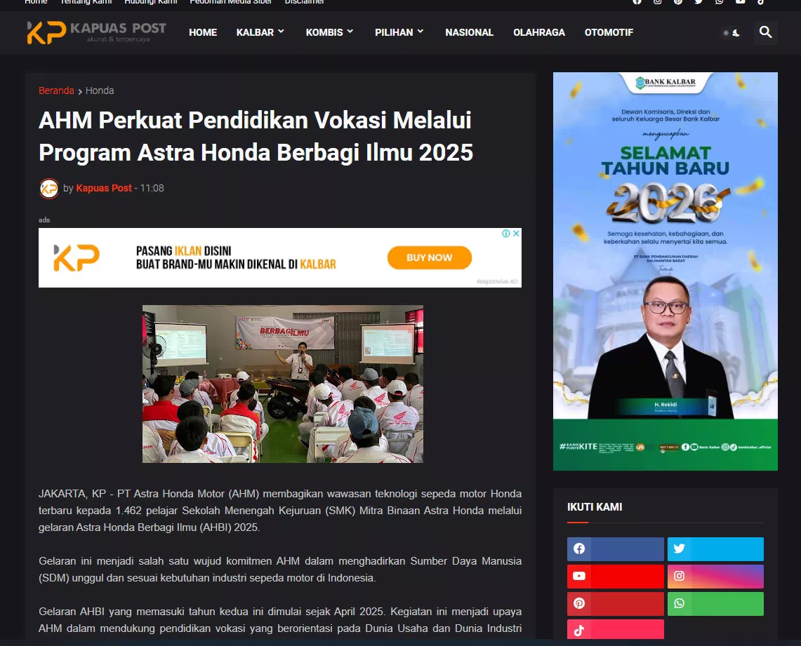 AHM Perkuat Pendidikan Vokasi Melalui Program Astra Honda Berbagi Ilmu 2025