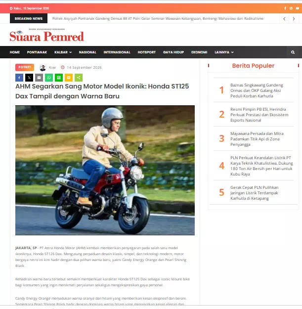 AHM Segarkan Sang Motor Model Ikonik: Honda ST125 Dax Tampil dengan Warna Baru