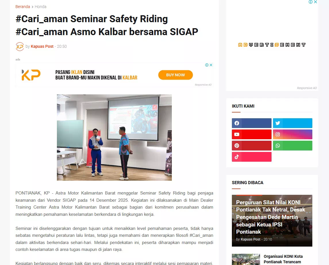 #Cari_aman Seminar Safety Riding #Cari_aman Asmo Kalbar bersama SIGAP