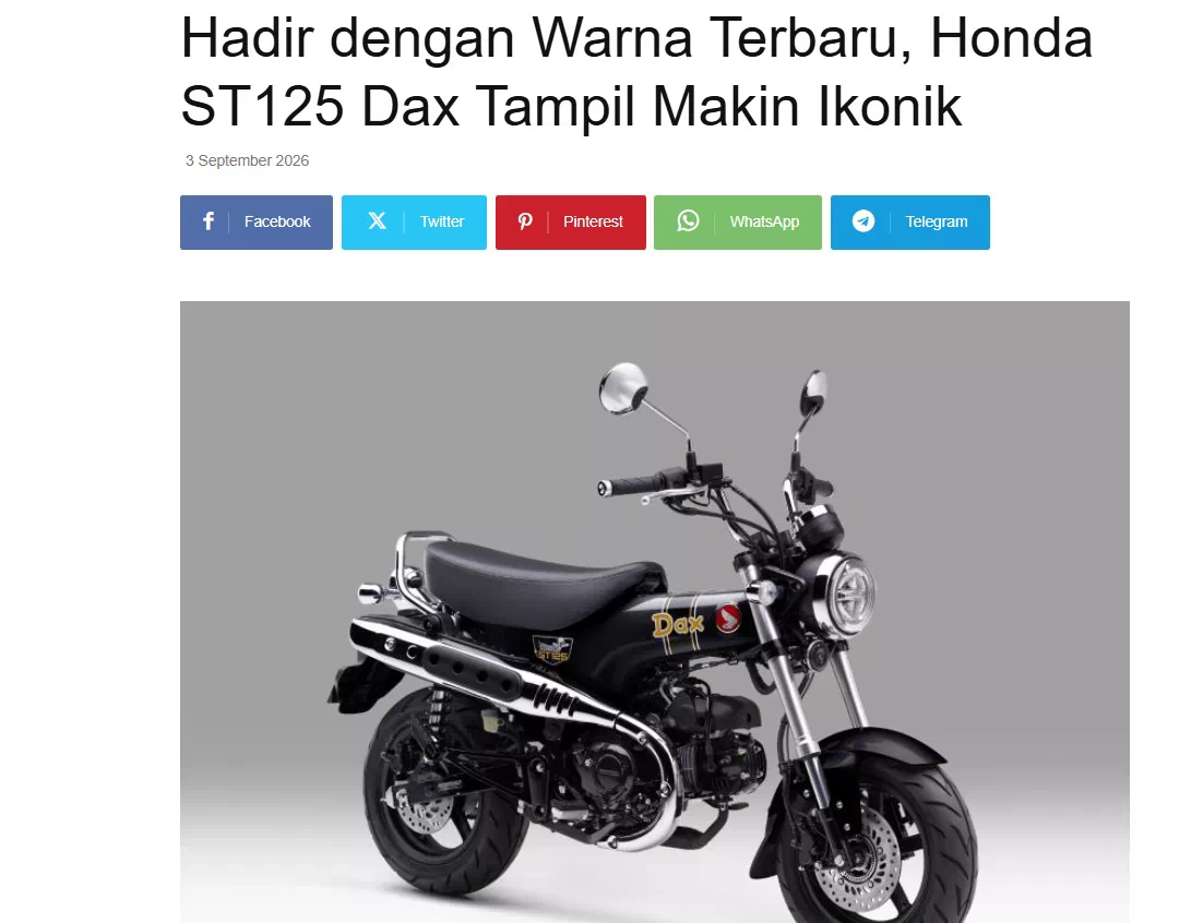 Hadir dengan Warna Terbaru, Honda ST125 Dax Tampil Makin Ikonik