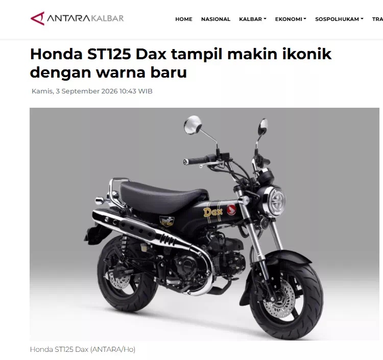 Honda ST125 Dax tampil makin ikonik dengan warna baru