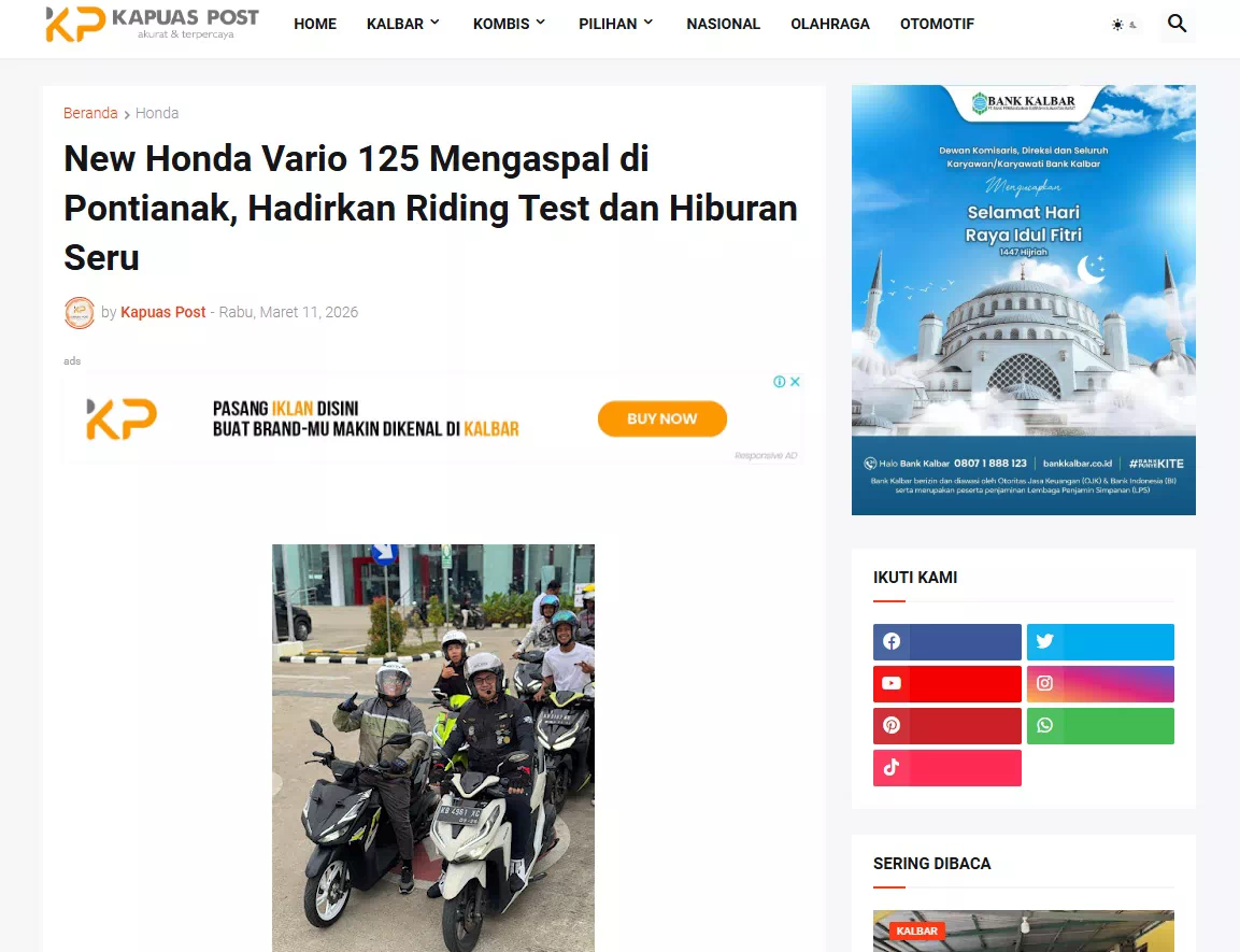 New Honda Vario 125 Mengaspal di Pontianak, Hadirkan Riding Test dan Hiburan Seru