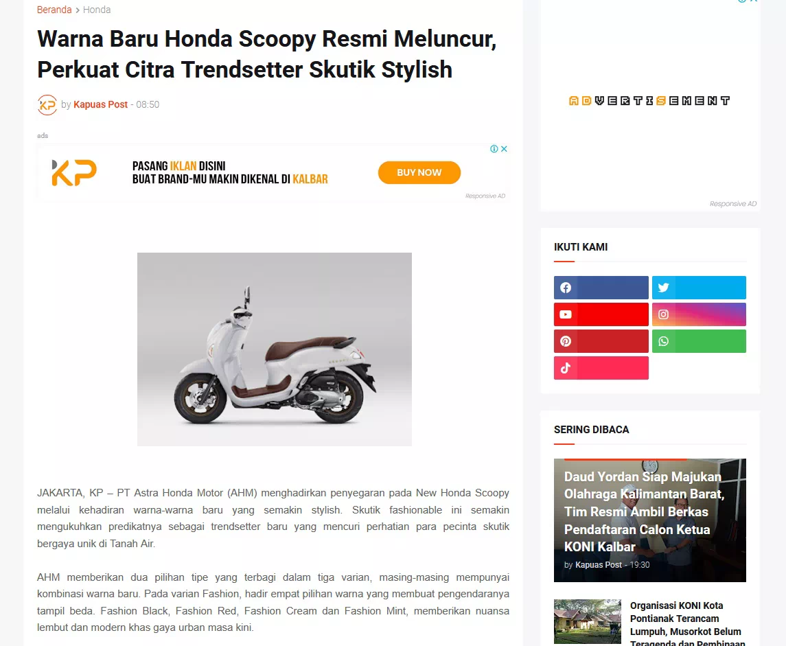 Warna Baru Honda Scoopy Resmi Meluncur, Perkuat Citra Trendsetter Skutik Stylish