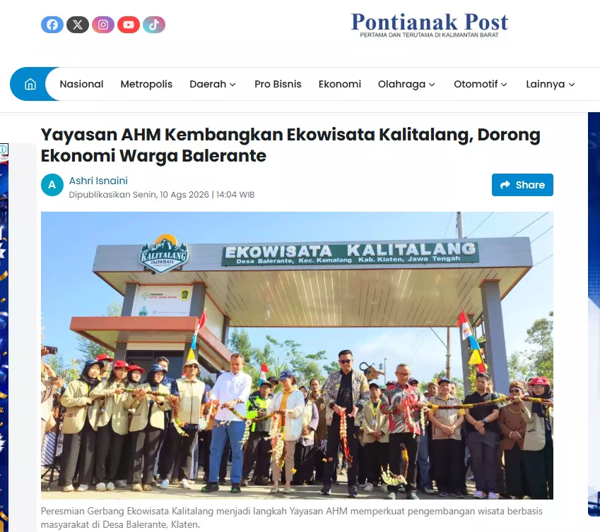 Yayasan AHM Kembangkan Ekowisata Kalitalang, Dorong Ekonomi Warga Balerante