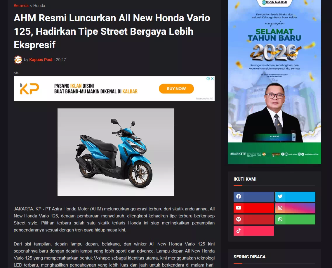 AHM Resmi Luncurkan All New Honda Vario 125, Hadirkan Tipe Street Bergaya Lebih Ekspresif