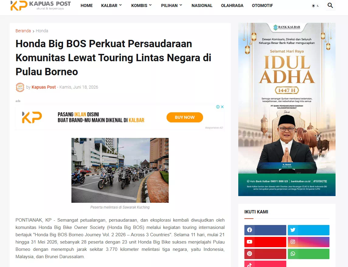 Honda Big BOS Perkuat Persaudaraan Komunitas Lewat Touring Lintas Negara di Pulau Borneo