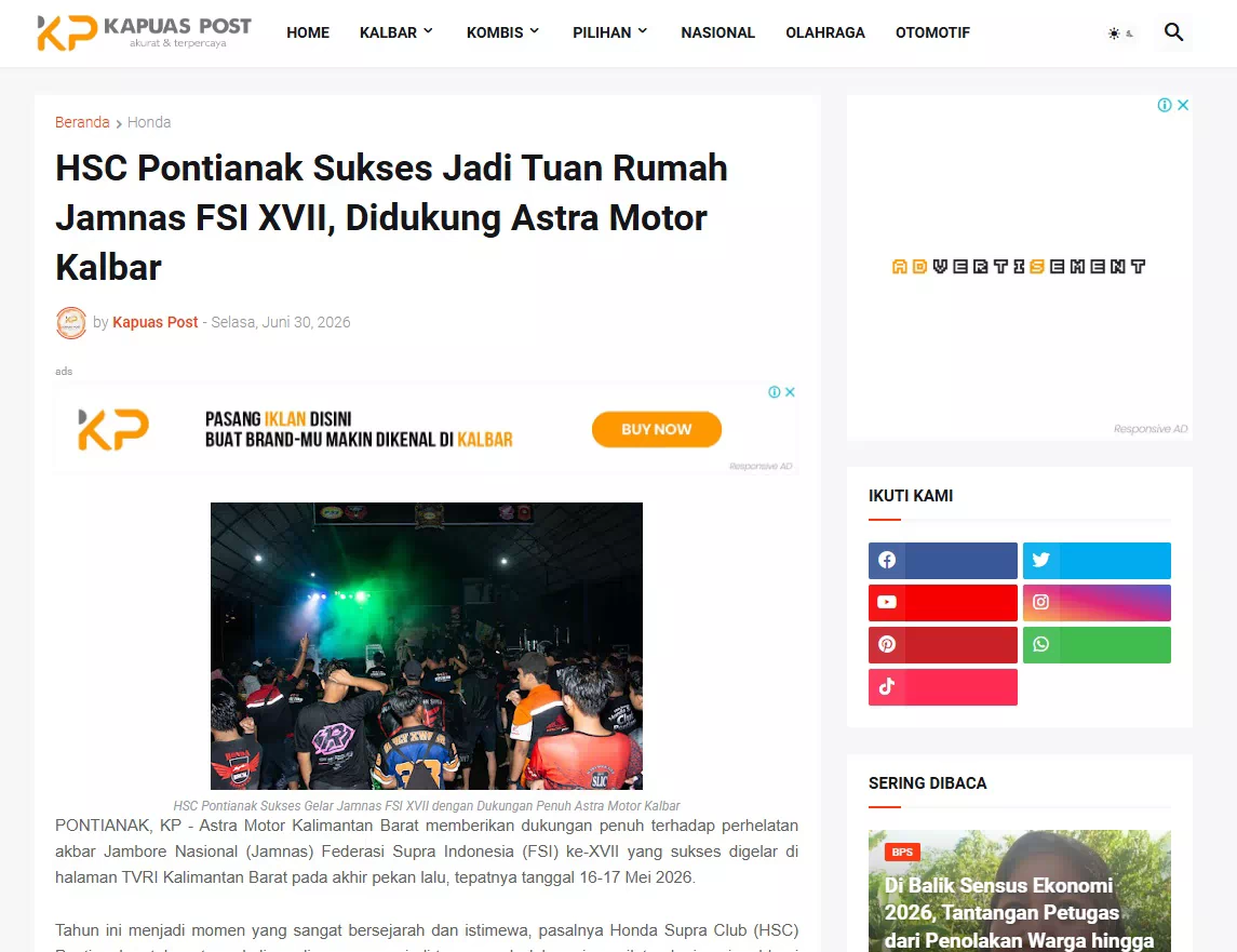 HSC Pontianak Sukses Jadi Tuan Rumah Jamnas FSI XVII, Didukung Astra Motor Kalbar