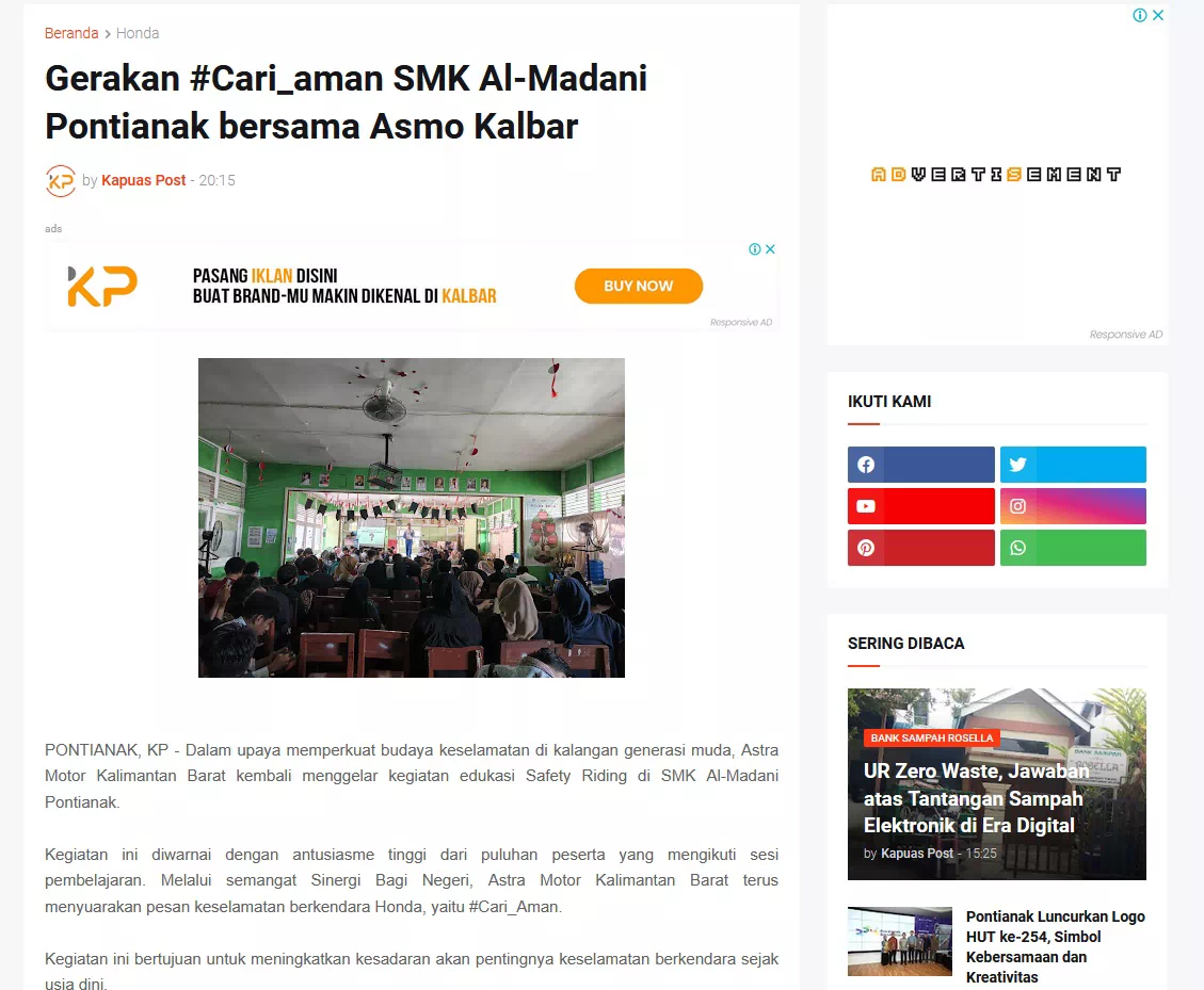 Gerakan #Cari_aman SMK Al-Madani Pontianak bersama Asmo Kalbar