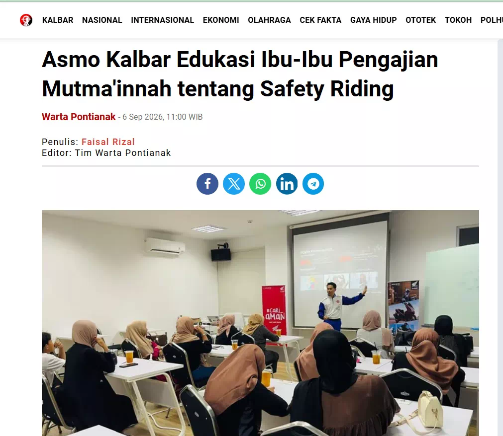 Asmo Kalbar Edukasi Ibu-Ibu Pengajian Mutma'innah tentang Safety Riding