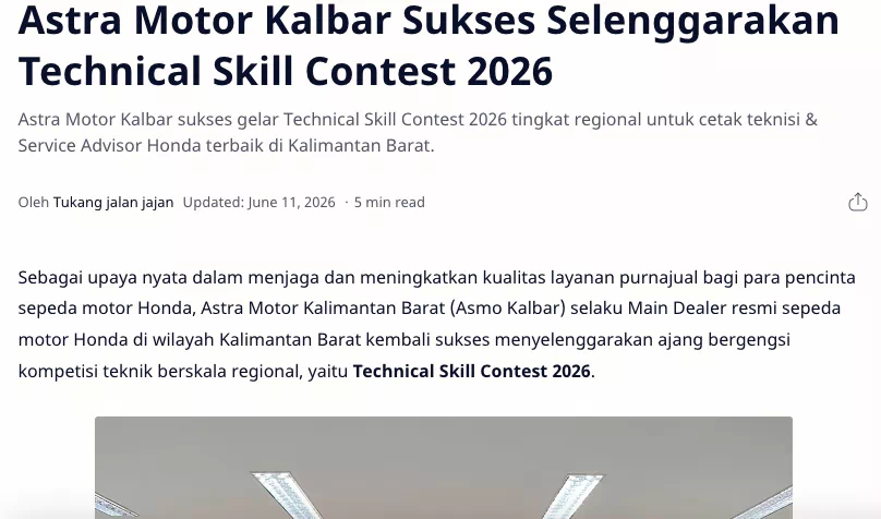 Astra Motor Kalbar Sukses Selenggarakan Technical Skill Contest 2026