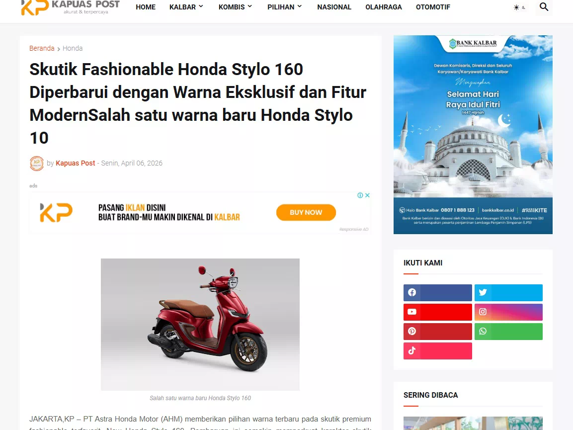 Skutik Fashionable Honda Stylo 160 Diperbarui dengan Warna Eksklusif dan Fitur ModernSalah satu warna baru Honda Stylo 10