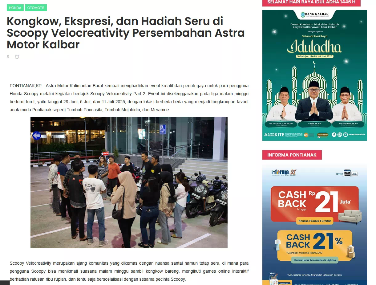 Kongkow, Ekspresi, dan Hadiah Seru di Scoopy Velocreativity Persembahan Astra Motor Kalbar