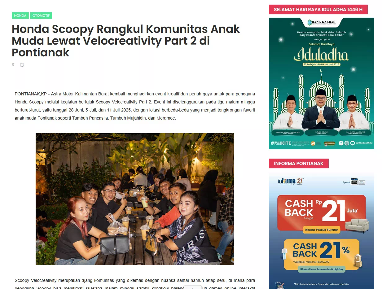Honda Scoopy Rangkul Komunitas Anak Muda Lewat Velocreativity Part 2 di Pontianak