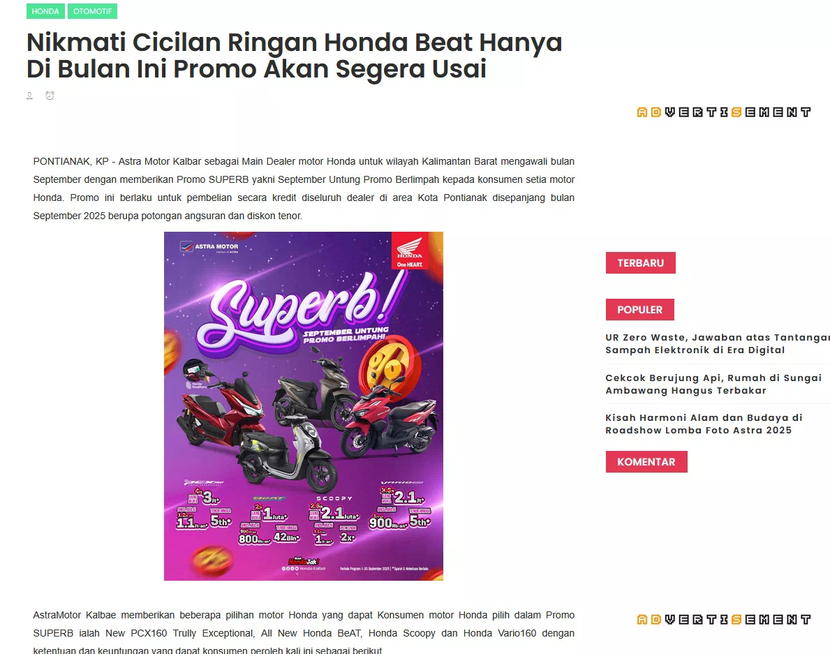 Nikmati Cicilan Ringan Honda Beat Hanya Di Bulan Ini Promo Akan Segera Usai