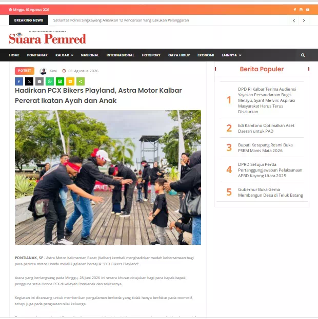 Hadirkan PCX Bikers Playland, Astra Motor Kalbar Pererat Ikatan Ayah dan Anak