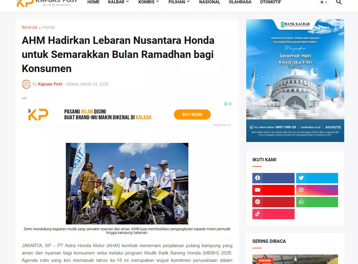 AHM Hadirkan Lebaran Nusantara Honda untuk Semarakkan Bulan Ramadhan bagi Konsumen