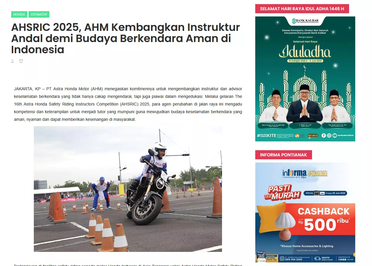 AHSRIC 2025, AHM Kembangkan Instruktur Andal demi Budaya Berkendara Aman di Indonesia