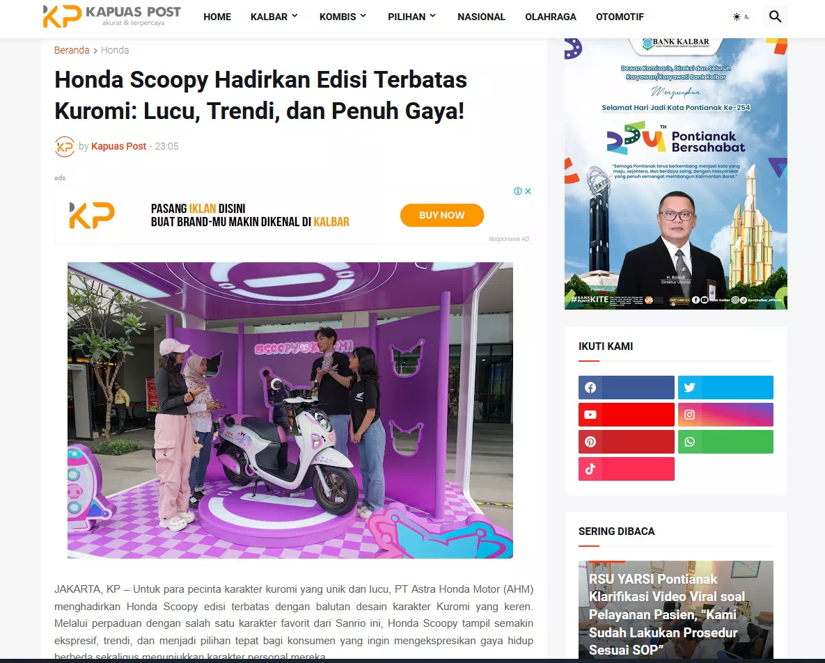 Honda Scoopy Hadirkan Edisi Terbatas Kuromi: Lucu, Trendi, dan Penuh Gaya!