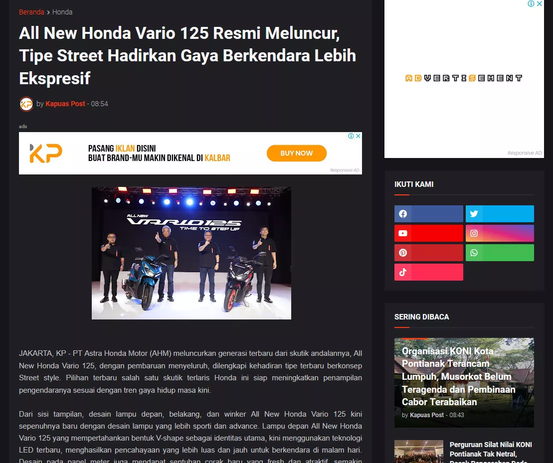 All New Honda Vario 125 Resmi Meluncur, Tipe Street Hadirkan Gaya Berkendara Lebih Ekspresif