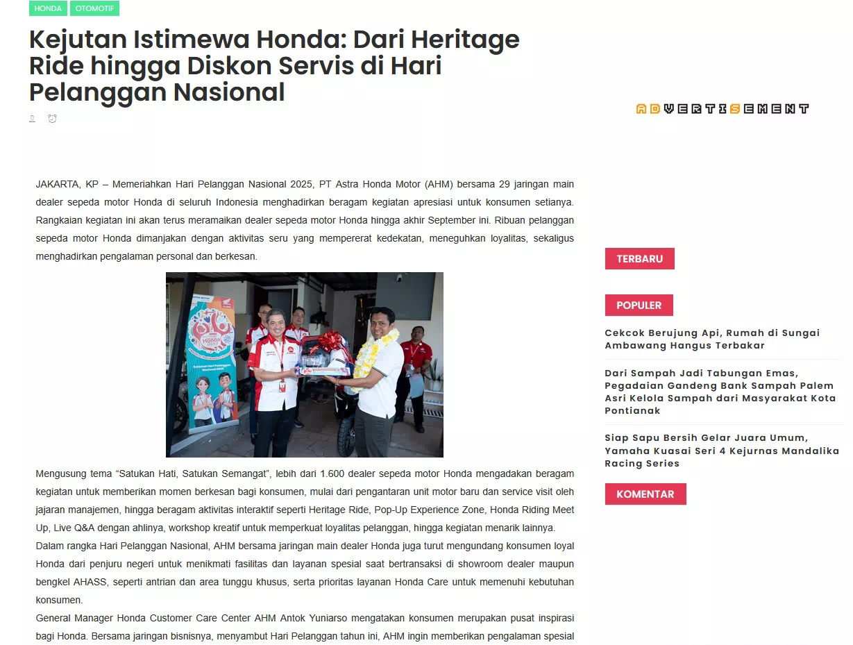 Kejutan Istimewa Honda: Dari Heritage Ride hingga Diskon Servis di Hari Pelanggan Nasional