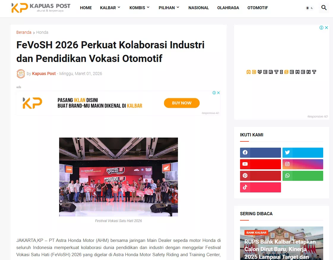 FeVoSH 2026 Perkuat Kolaborasi Industri dan Pendidikan Vokasi Otomotif
