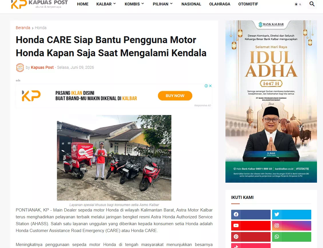 Honda CARE Siap Bantu Pengguna Motor Honda Kapan Saja Saat Mengalami Kendala