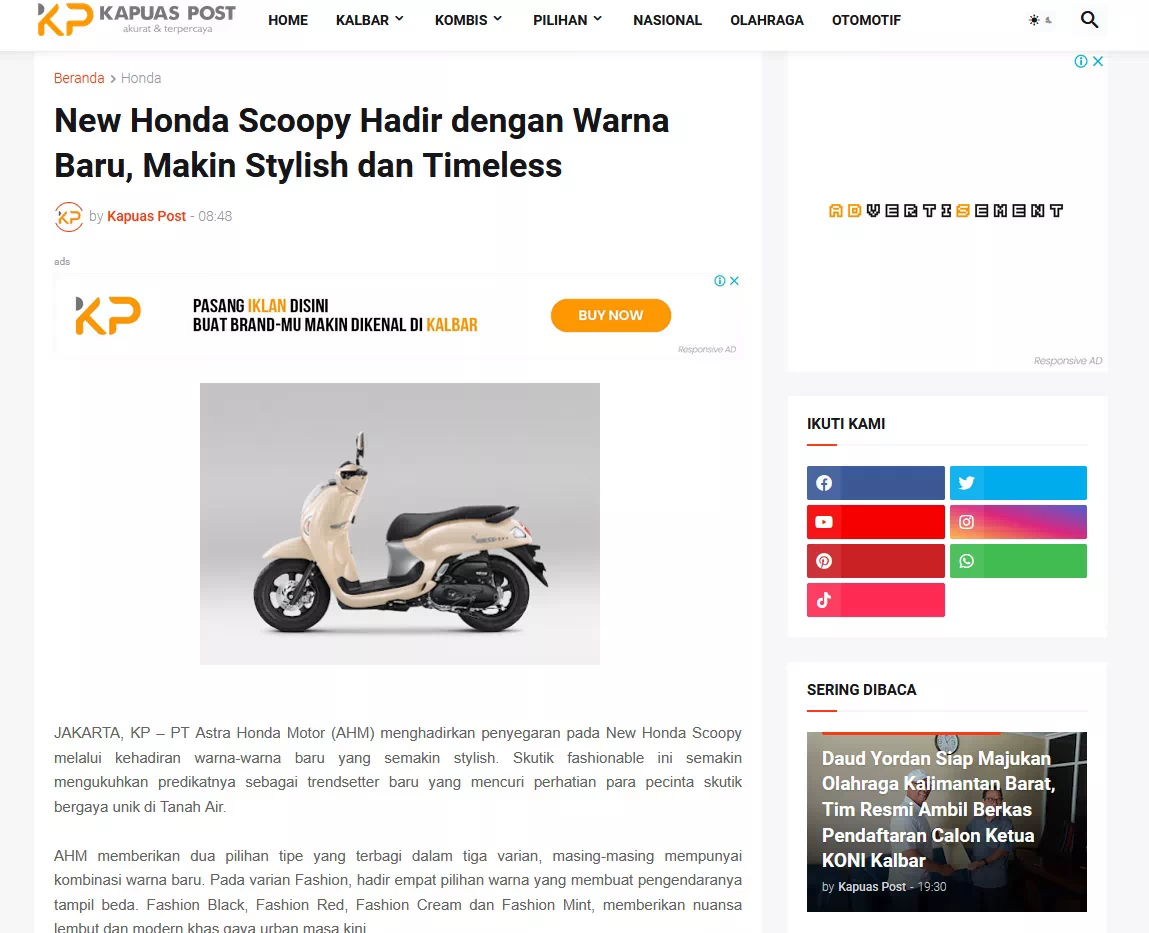 New Honda Scoopy Hadir dengan Warna Baru, Makin Stylish dan Timeless