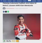 Pebalap Indonesia Fadillah Arbi Debut di Moto3, Lulusan AHRS Kian Mendunia