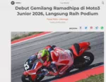 Debut Gemilang Ramadhipa di Moto3 Junior 2026, Langsung Raih Podium