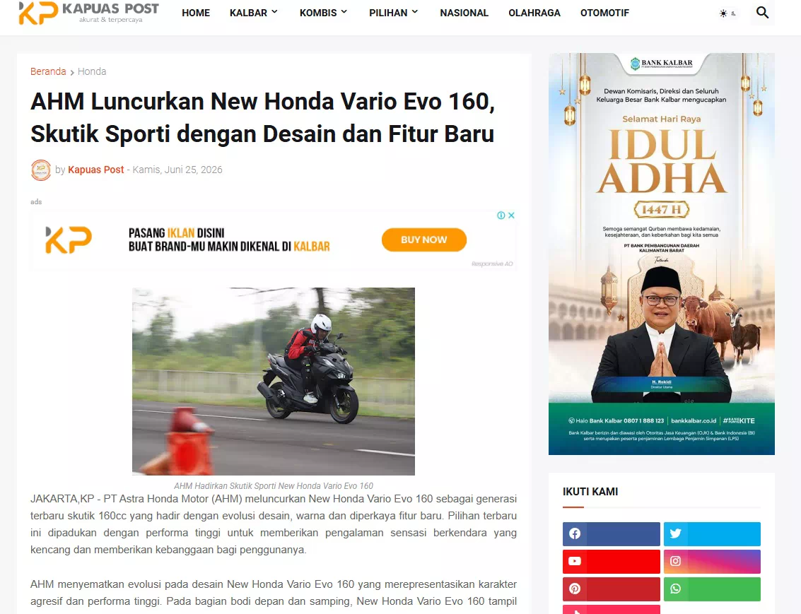 AHM Luncurkan New Honda Vario Evo 160, Skutik Sporti dengan Desain dan Fitur Baru