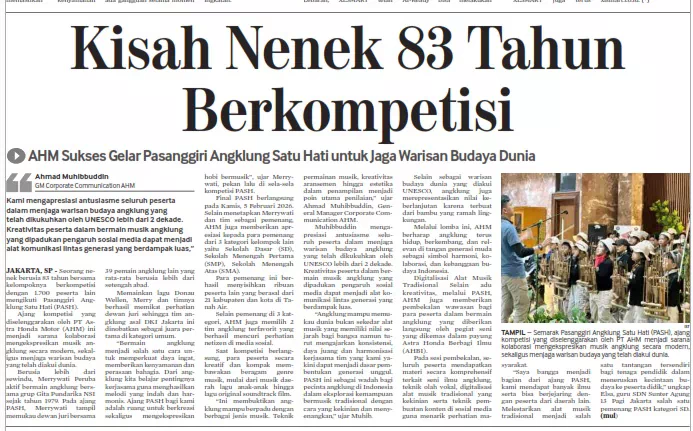 Kisah Nenek 83 Tahun Berkompetisi, AHM Sukses Gelar Pasanggiri Angklung Satu Hati untuk Jaga Warisan Budaya Dunia