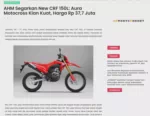 AHM Segarkan New CRF 150L: Aura Motocross Kian Kuat, Harga Rp 37,7 Juta